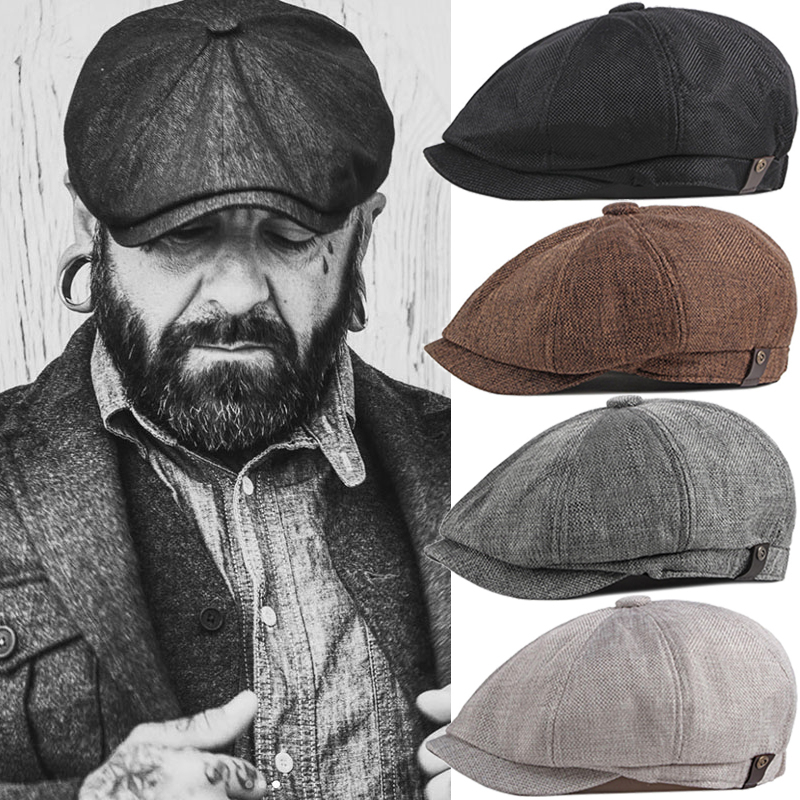 Retro Newsboy Caps Men Octagonal Hats British Painters Hats Autumn Winter Berets Herringbone