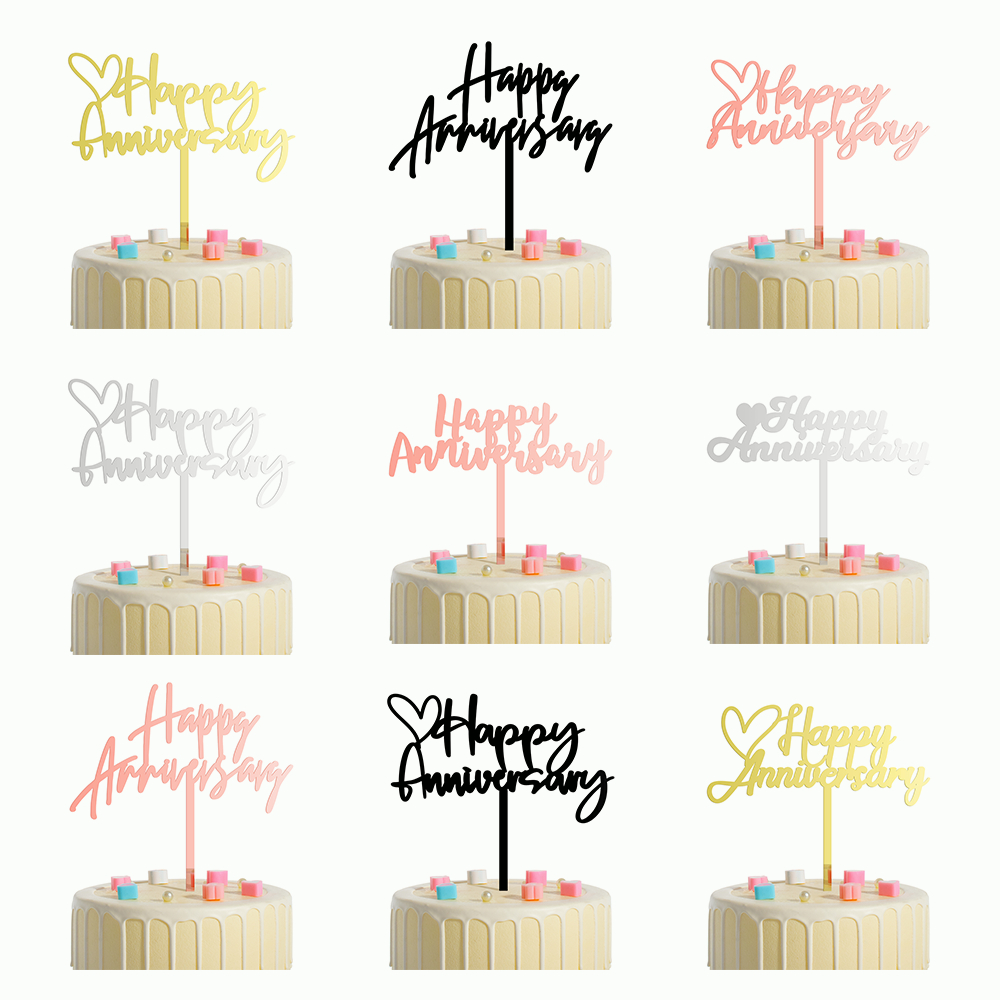Happy Anniversary Acrylic Cake Topper Cake Decoration For Anniversary ...
