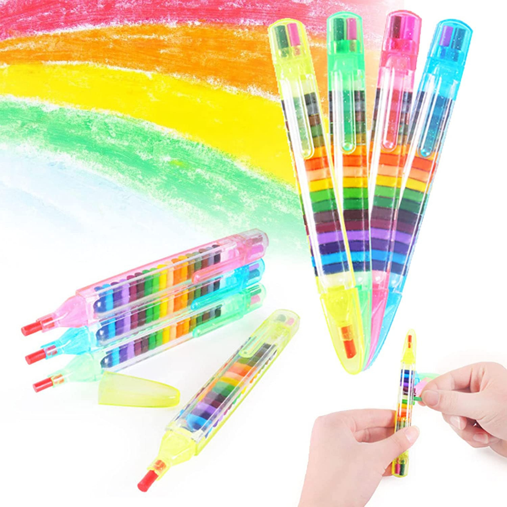 Stackable 20 in 1 Stacking Point Crayons Rainbow Glitter Crayon For ...