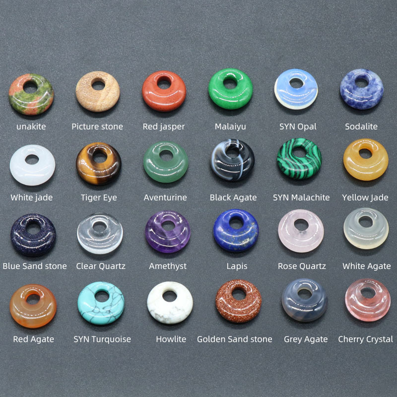 18mm natural crystal jewelry safe donut buckle pendant large hole