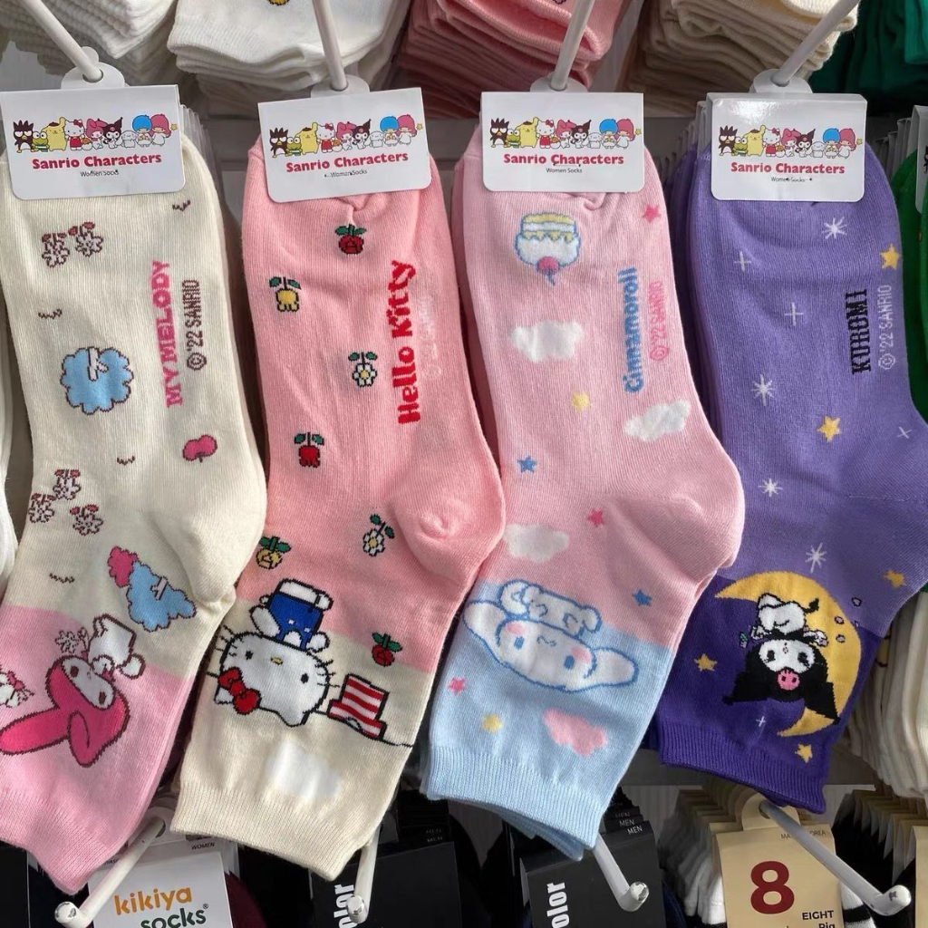 New Sanrio Socks Kawaii Hellokitty Kuromi Cinnamoroll Korean Cartoon ...