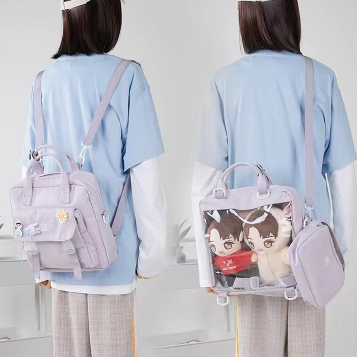 Kawaii Three-used Backpack with Toiletry Bag Ita Bag Cute Clear ...