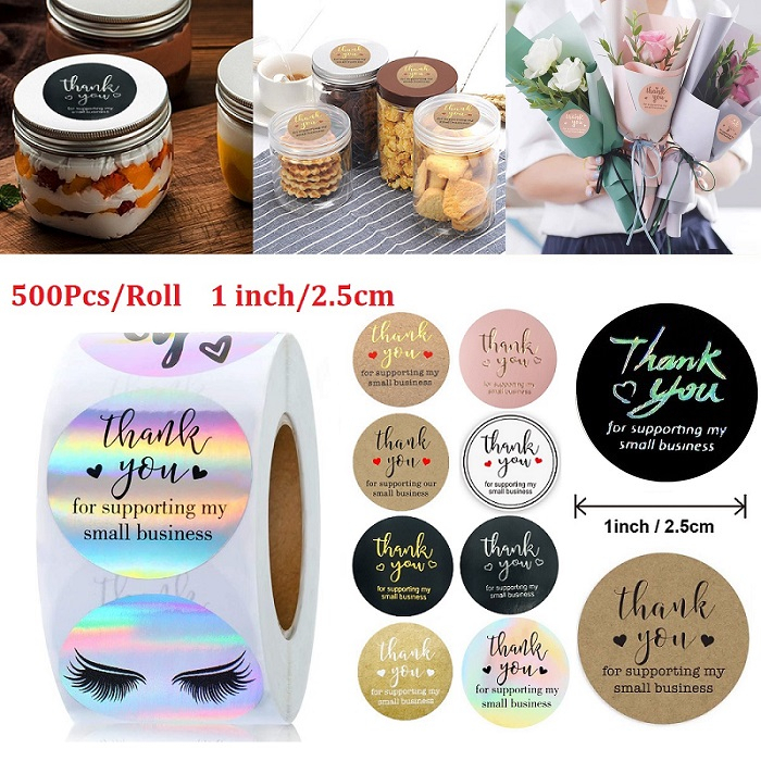 500pcs/Roll 2.5cm Thank You for Supporting My Business Kraft Stickers ...