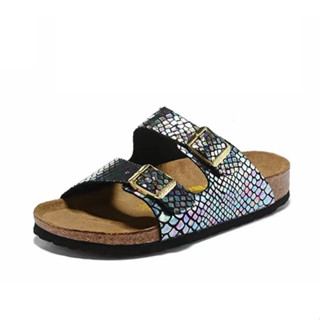 Birkenstock Boken Unisex Slippers Sequin Fashion Shoes Colorful Black Snake Pattern Shopee Philippines
