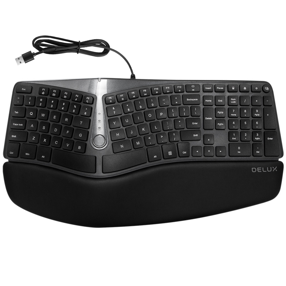 Delux Gm901U Wired Ergonomic Split Keyboard 107 Keys Not Backlit Soft ...