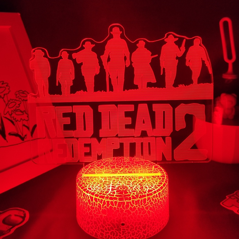 Red Dead Redemptions 2 LOGO Game Figure Arthur Morgan 3D Lamps Led RGB ...