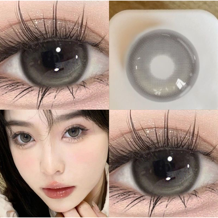 【1 Month】uyaai 2pcspair Color Contact Lenses Gray 145mm Degree Contact Lenses Myopia Can Be 3253