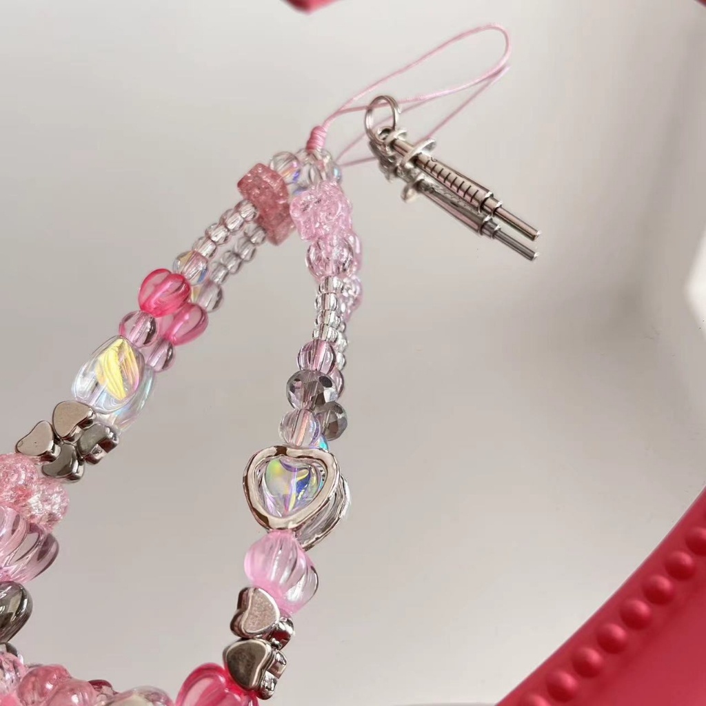Sweet Asian Style Y2K Original Mobile Phone Chain Pink ccd Lanyard ...
