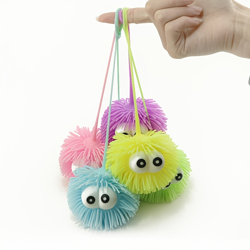 Rubber Custom Squeeze Knobby Puffer Fish Soft Hairy Ball Toy Flashing ...