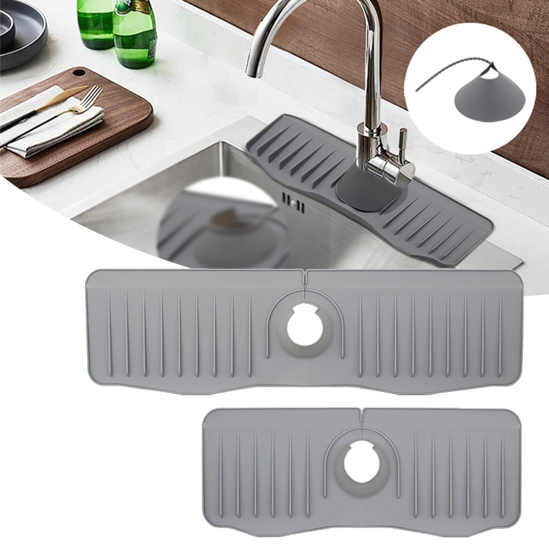 Longer Sink Splash Guard Mat Silicone Faucet Mat Longer Silicone Sink Mat for Kitchen Bathroom