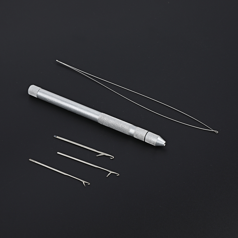 Silver Aluminium Handle Crochet Hook Hair Extensions Wig Tool for Beads ...