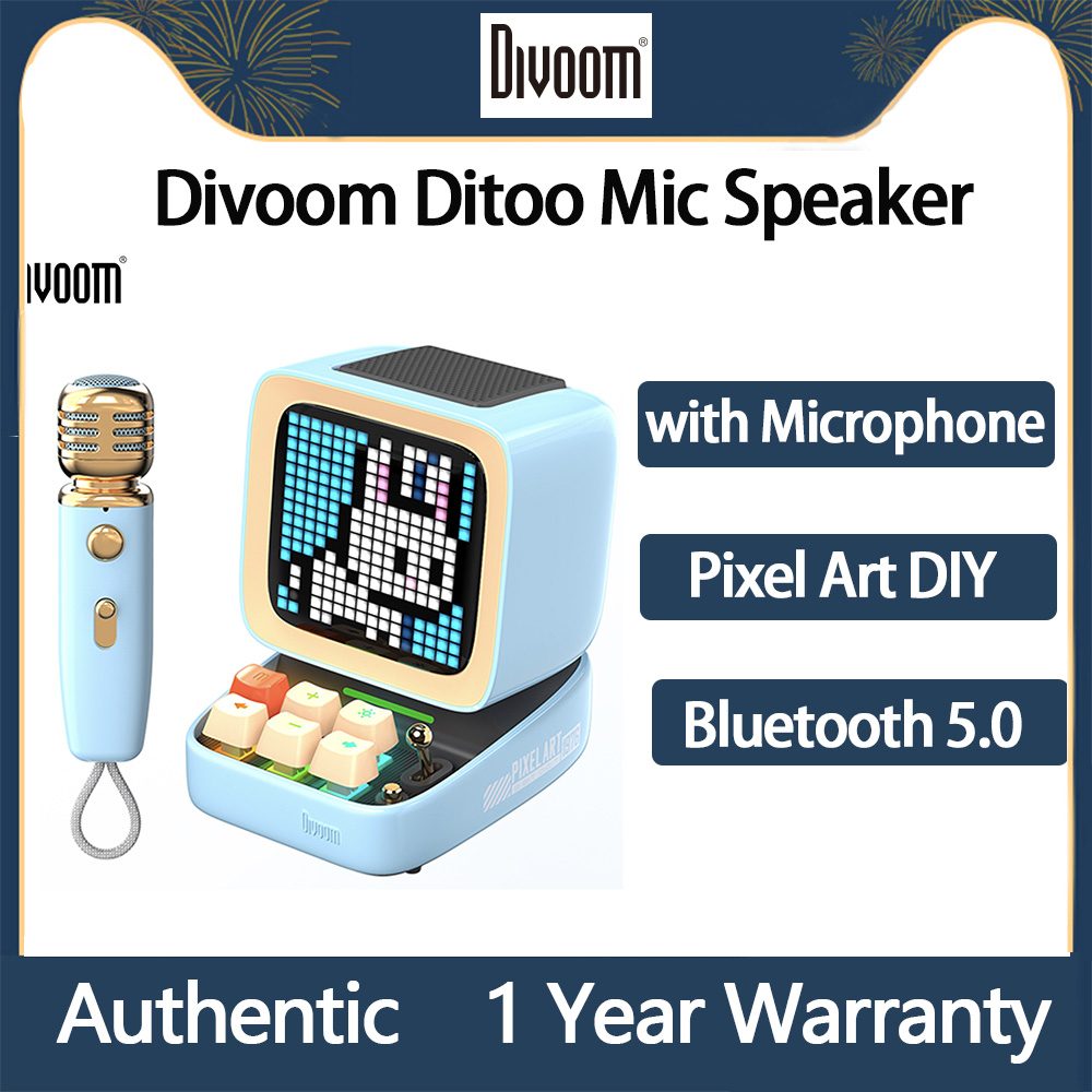 Original Divoom Ditoo Mic Bluetooth Speaker Pixel Art Portable For Pc With Wireless Karaoke