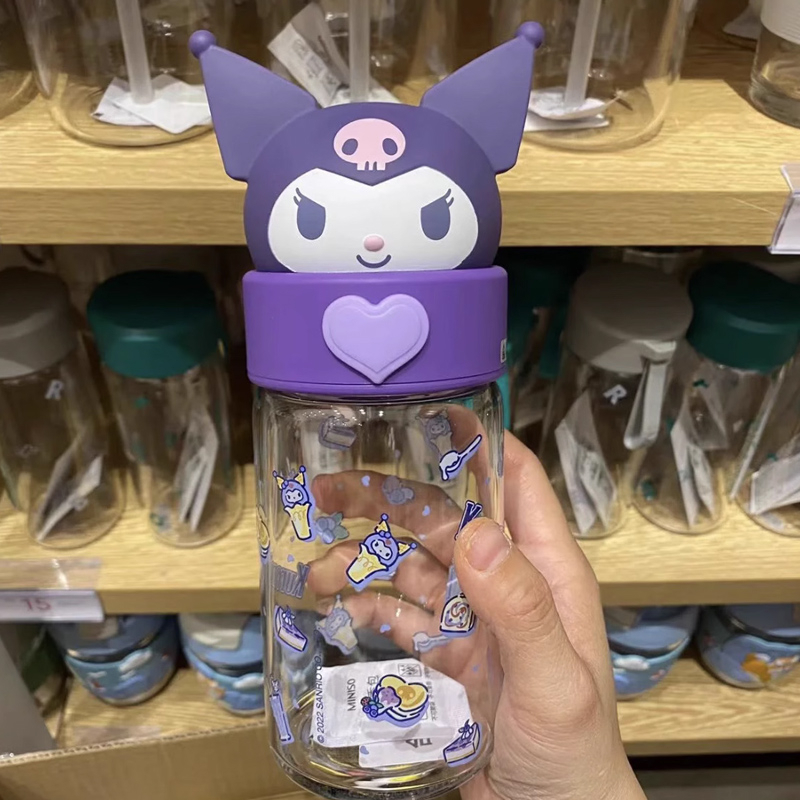 Mini miniso Sanrio Big Head Glass Water Cup Cinnamon Dog Kuromi Handy ...