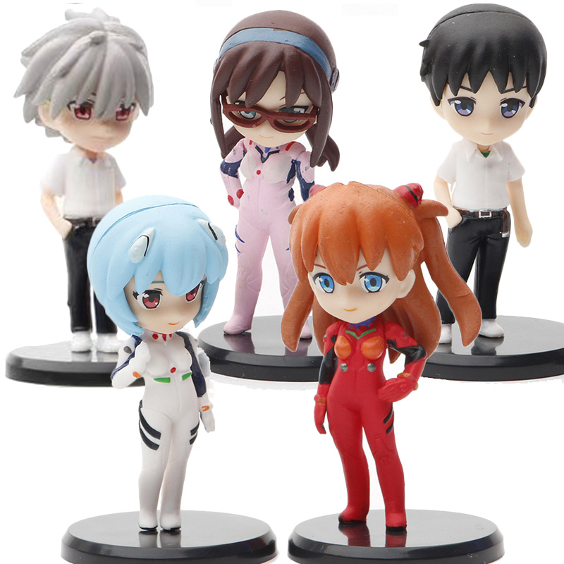 5pcs EVA Neon Genesis Evangelion PVC Figures Asuka Rei Ikari Shinji ...