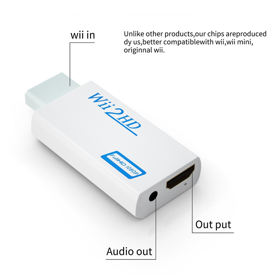Nintendo Wii Converter Adapter For Hdmi Fullhd 1080p Wii2hdmi