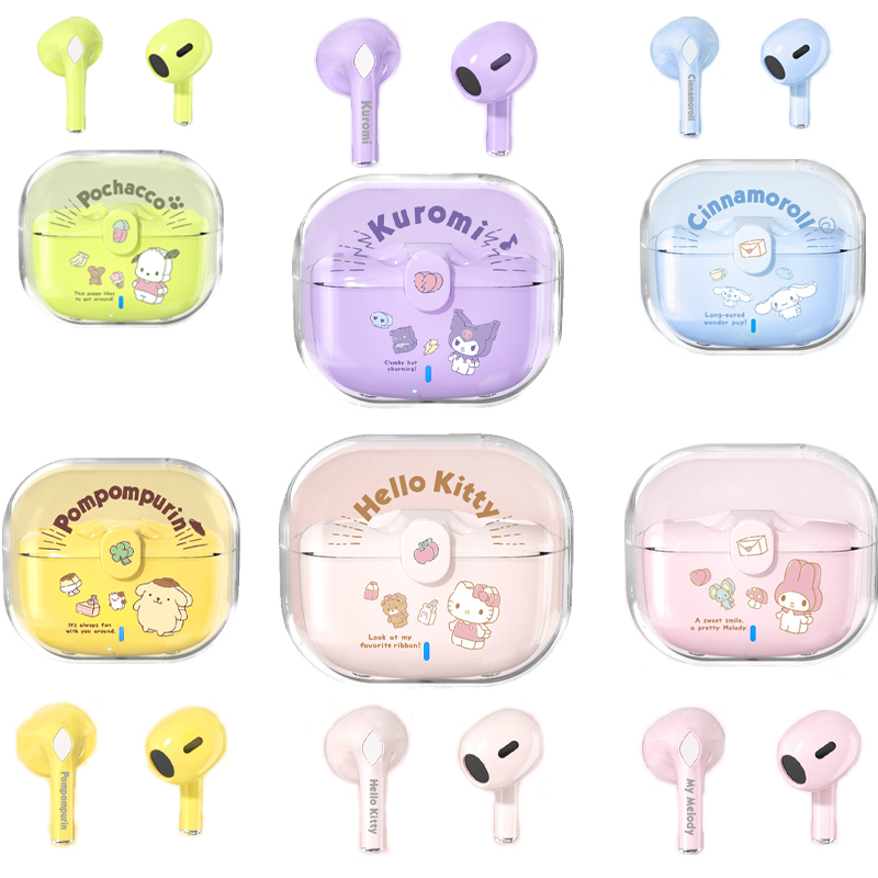 Kawaii Earphones Wireless Bluetooth Sanrio Hello Kitty Kuromi Cartoon ...