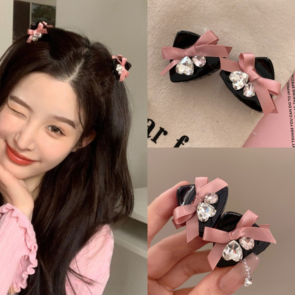 [Beautiful Magpie] cat ear bow small clip princess hair clip ins high ...