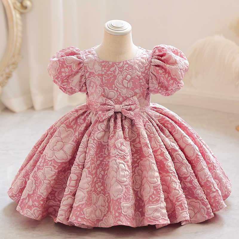 1-6 Years Baby Girl Dress Puff Sleeve Princess Short Dresses White Blue ...