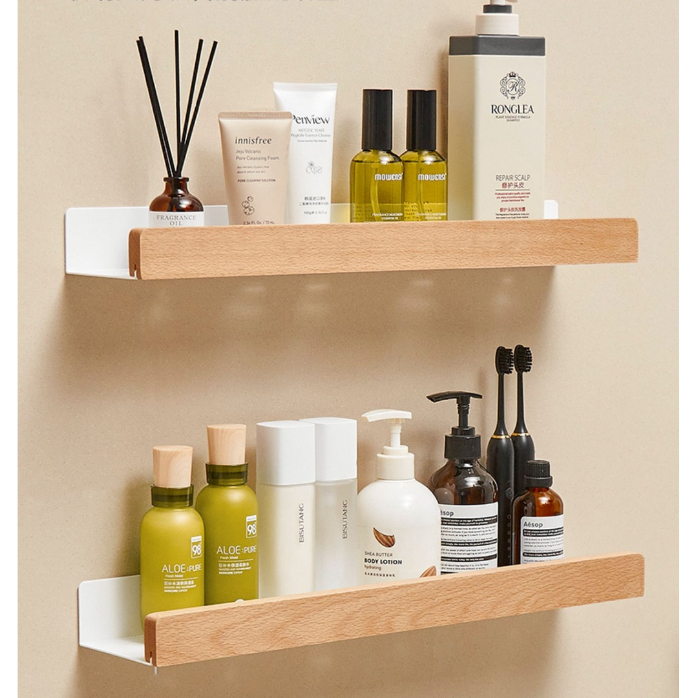 Bathroom Solid Wood Rack Walnut Wall-Mounted Bathroom Storage Rack Wall ...