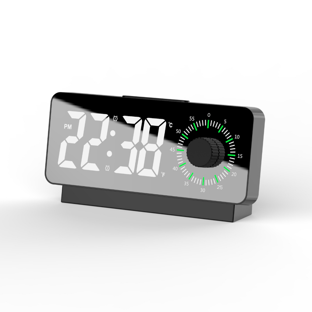 Electronic LED Alarm Clock Desk Phone Clock Digital Thermometer HD Mirror Time Memory Clock