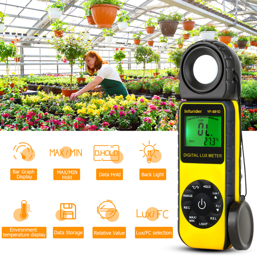 Digital Lux Meter LCD Display Handheld Illuminometer Mini Luminometer ...