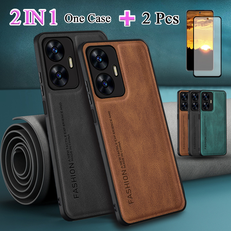 2 IN 1 For Realme C55 Phone Case Full Protection Leather Case With ...