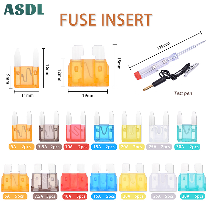 ASDL 49 Pcs Small and Medium Aluminum Fuse Insert And Test Electric Pen ...