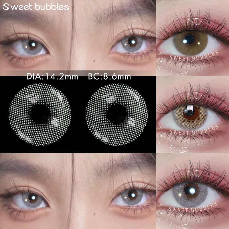 Sweet Bubbles Contact Lens Polar Light Gray Brown Eyes Yearly Use