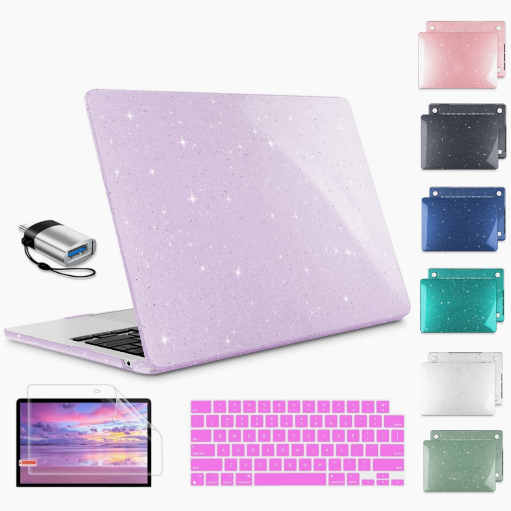 4 in 1 twinkle bling case compatible for MacBook case 2024 M4 Pro 14 M3 ...