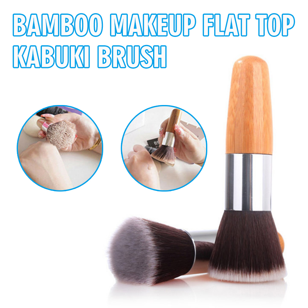 Bamboo Makeup Flat Top Kabuki Brush Powder Buffing Foundation Tool