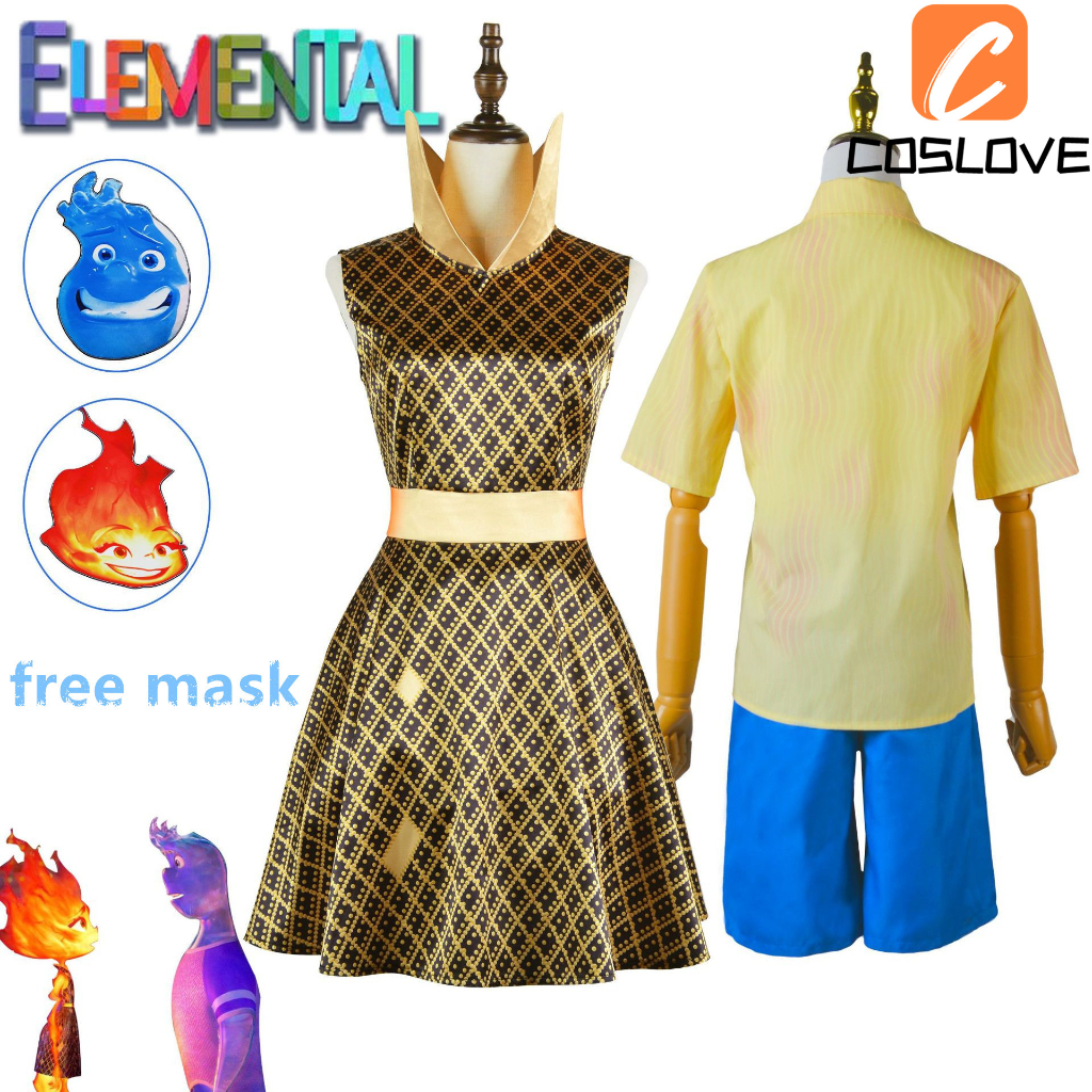 Anime Elemental Ember Wade Cosplay Costume Mask Dress Full Set Suit ...