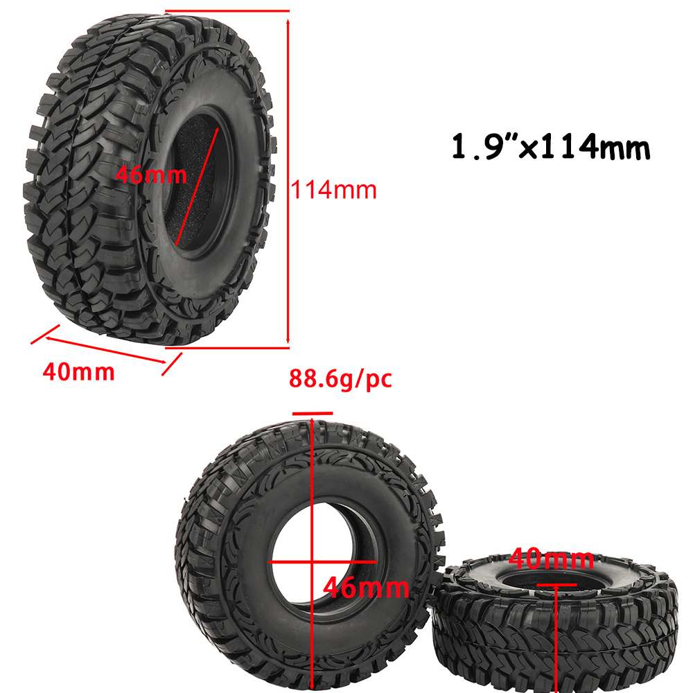 RC TRUCK 1.9 Pneumatici Rock Crawler 90-117mm Pneumatico Per 1/10 Off Road ASSIALE SCX10 II III CAPRA TRAXXAS TRX-4 RGT MST RC4WD D90 RUOTE  26