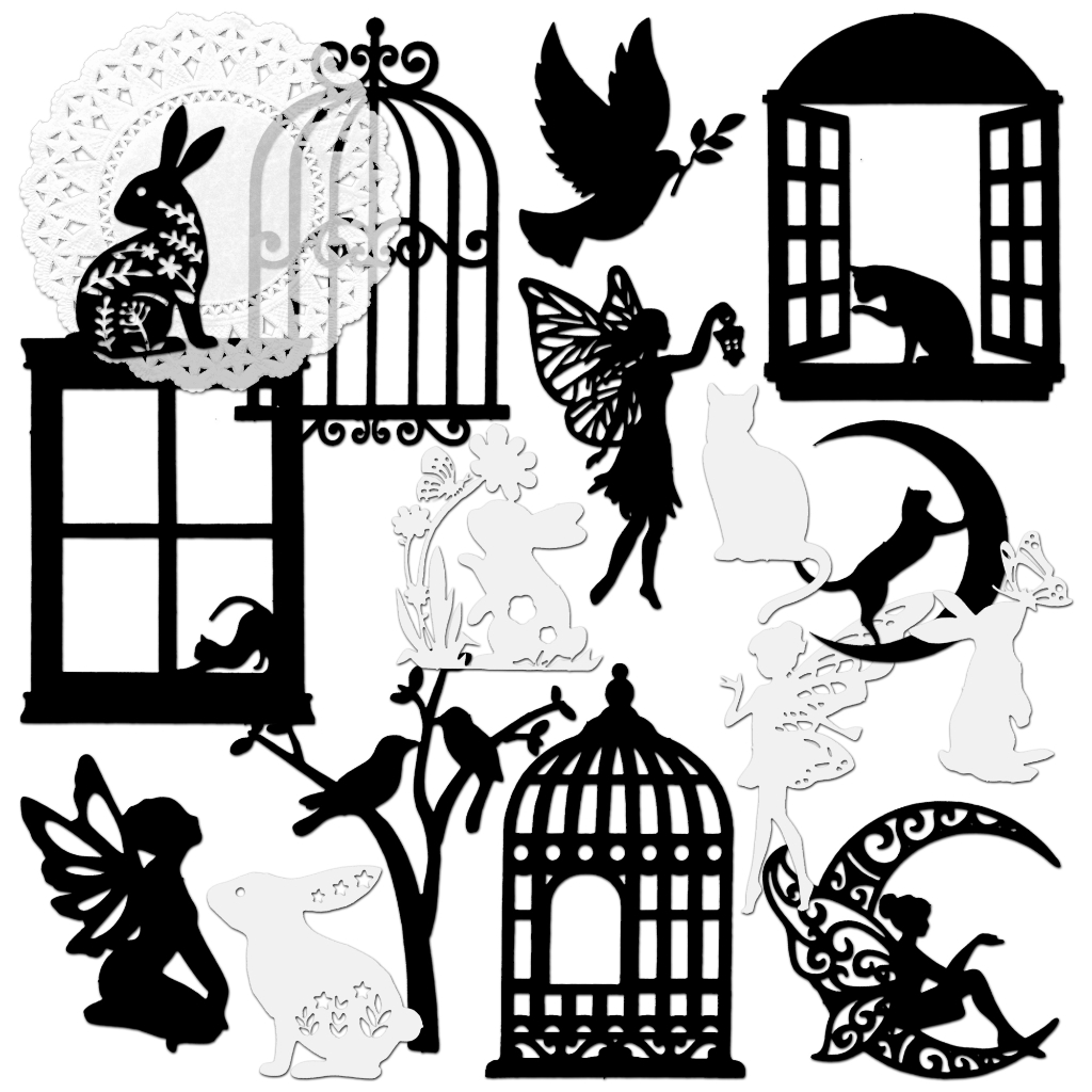 Mayplous 4 Packs Vintage Scrapbook Cutout Paper Window Frame Decorative
