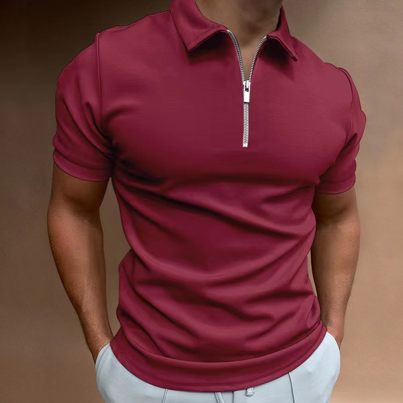 Men's Classic Monochromatic Summer Short Sleeve Casual Daily Lapel POLO ...