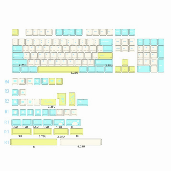 142 Keys Alice in Wonderland Keycaps Cherry Profile PBT 5-side Dye ...