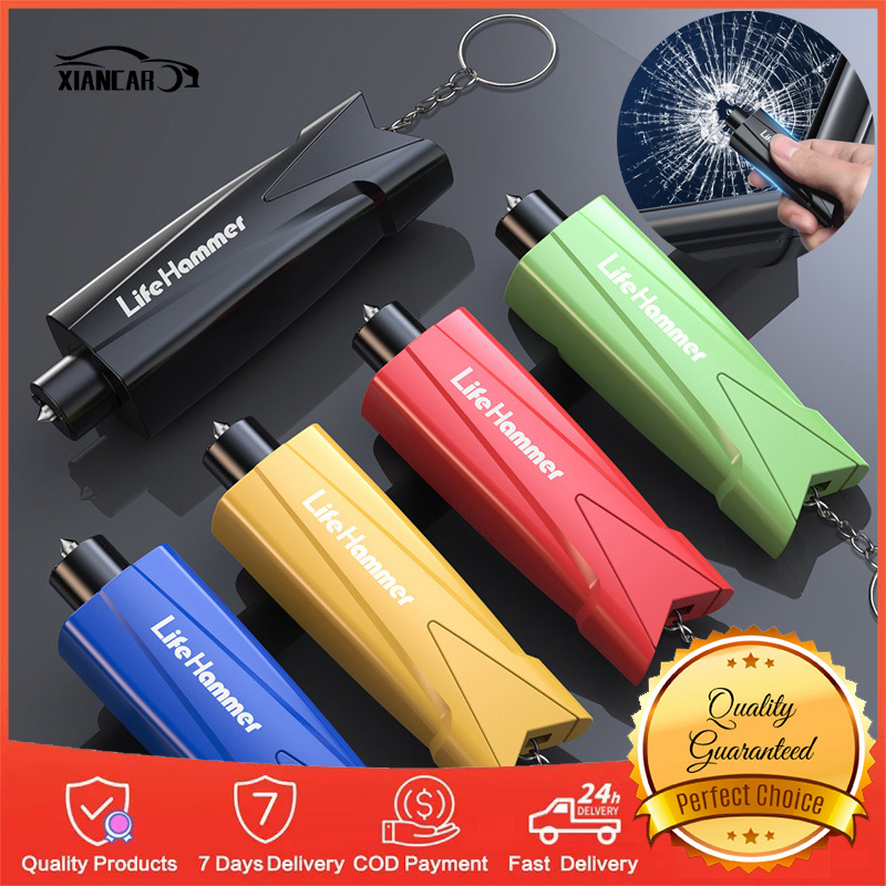 1Pcs Window Breaker Seatbelt Cutter 3in1 Car Glass Breaker Keychain