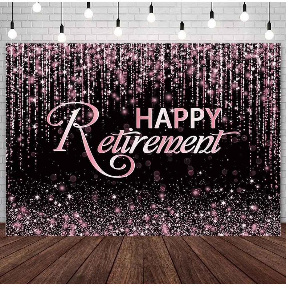 Happy Retirement Photography Backdrop Rose Gold Glitter Background Gold ...