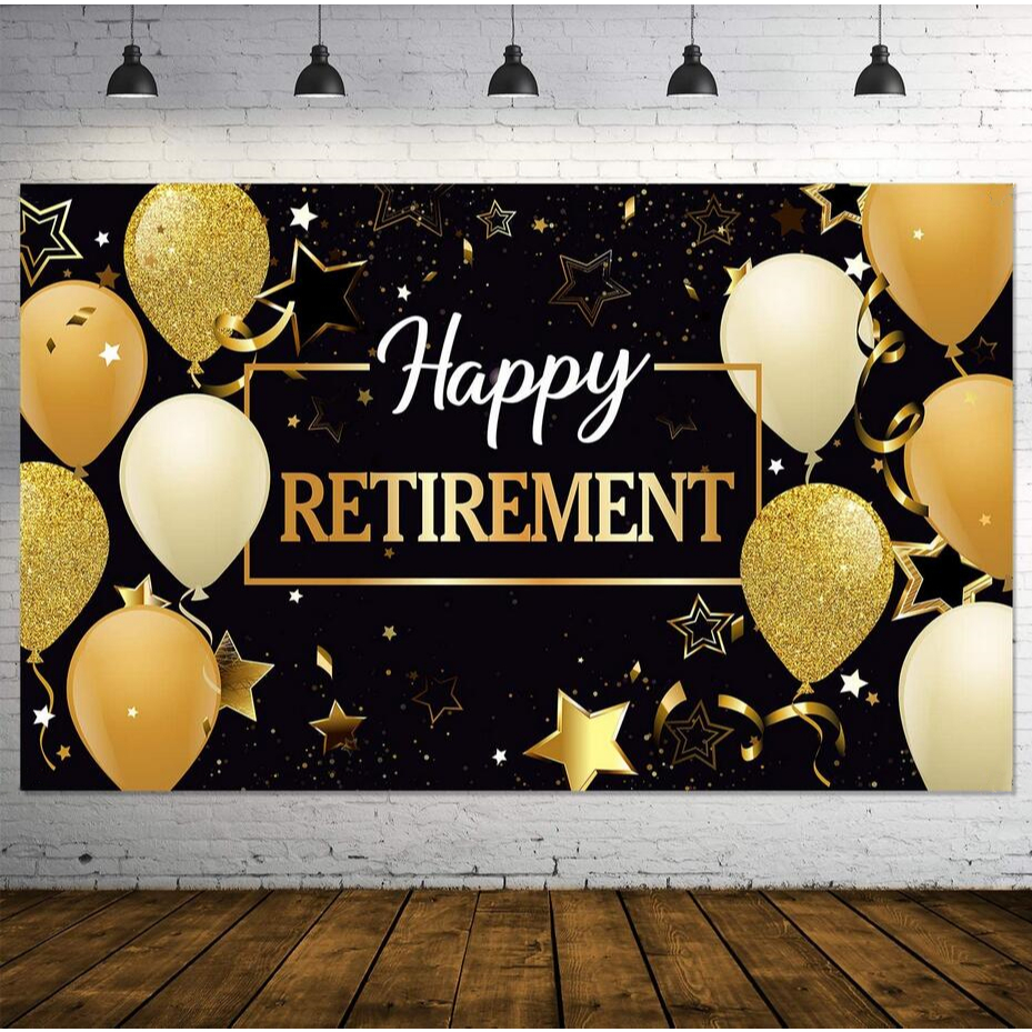 7x5ft Happy Retirement Photography Backdrop Decorations Black and Gold ...