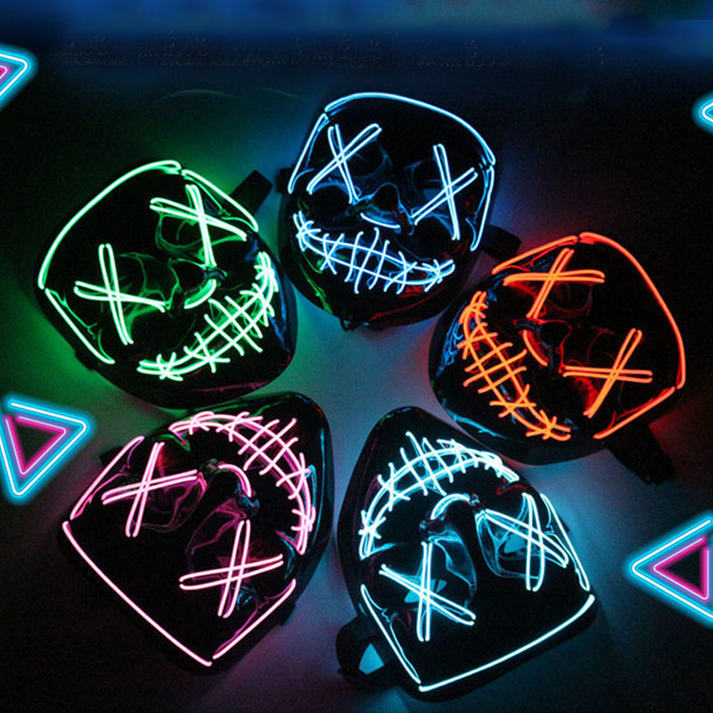 Stitched Light Up Halloween Mask LED Wire Fluorescent Cosplay Mask ...