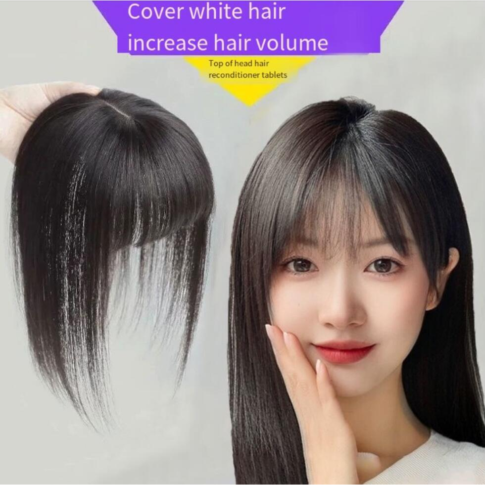 3D Air bangs wig simulation hair mask white hair natural forehead top ...