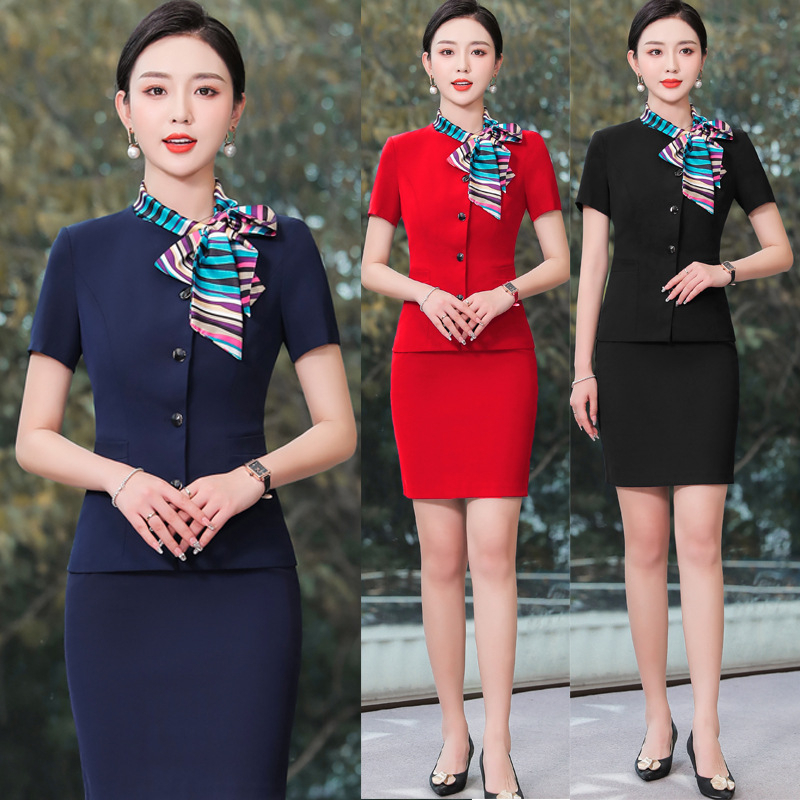 189 Stewardess Uniform Suit Female Spring Short-Sleeved Restaurant ...