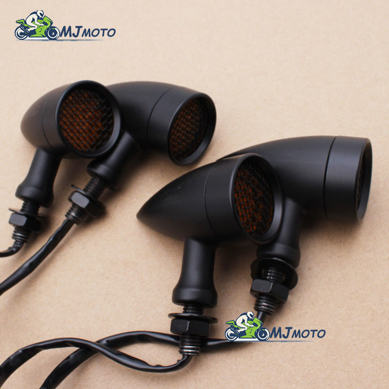4pc Motorcycle aluminium Retro Bullet LED Turn Signal lamp Brake Light ...