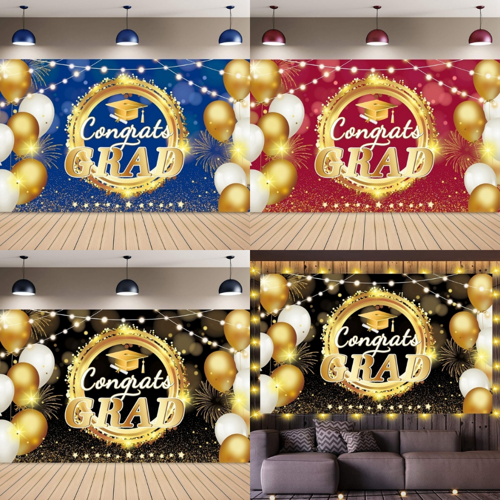2023 Graduation Banner 3Colors Backdrop For Graduates Blue Black Gold ...