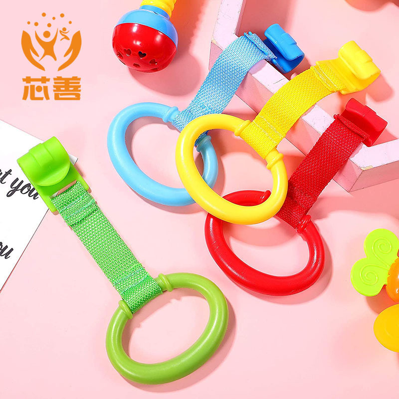 Baby Crib Playpen Pull Ring Hanging Rings Pendants Kids Toys Handles