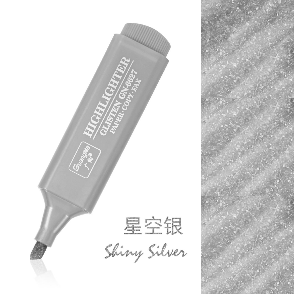 8 Colors Shiny Glitter Highlighter Pen Soft Tip Highlighter Metallic