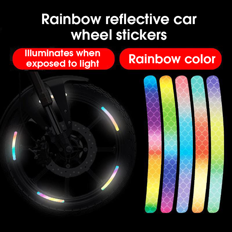 20 pieces Rainbow reflective sticker Car Wheel Hub Reflective Stickers