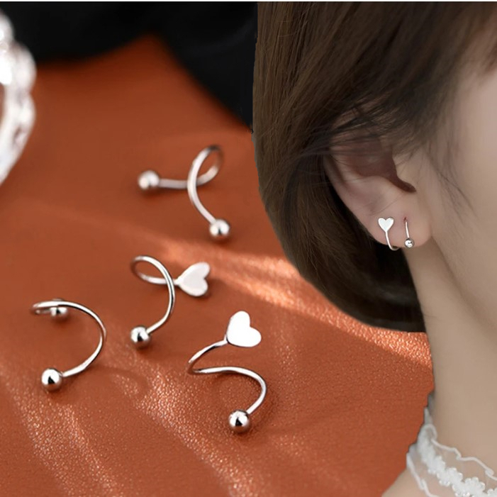 2pcs Stainless Steel Spiral Twisted Lip Ring Tongue Piercing Heart Star ...