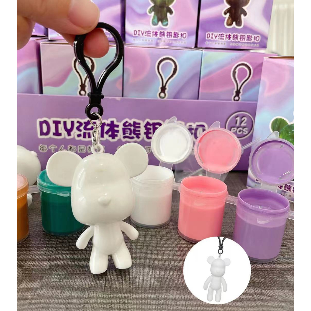 Fluid Violent Bear Key Ring DIY Children Hand-Made Keychain White ...