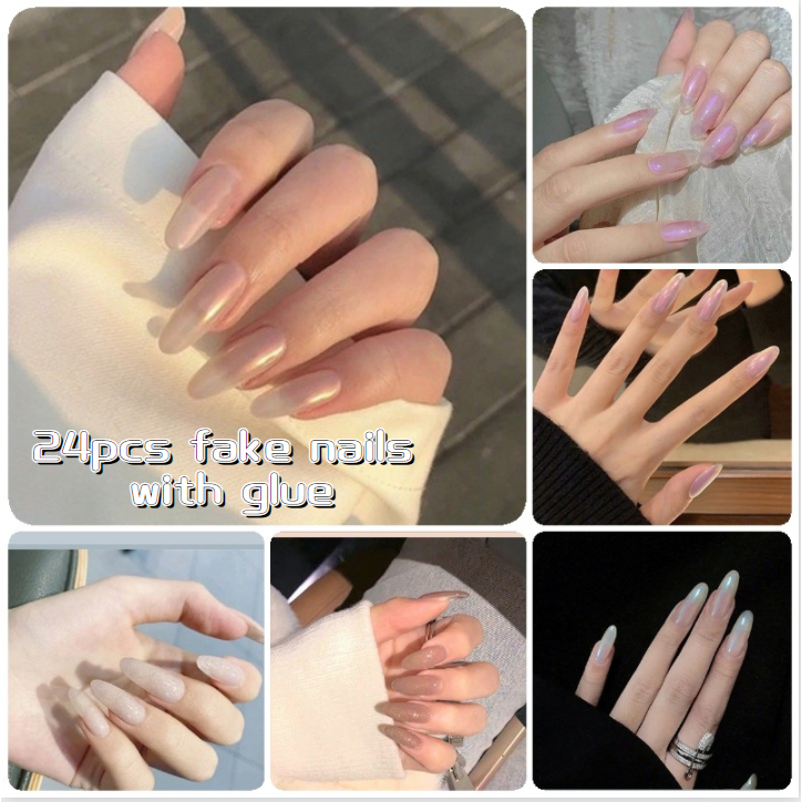 [Hot Selling] Fake Nails With Free Glue, French Style Fake Nail