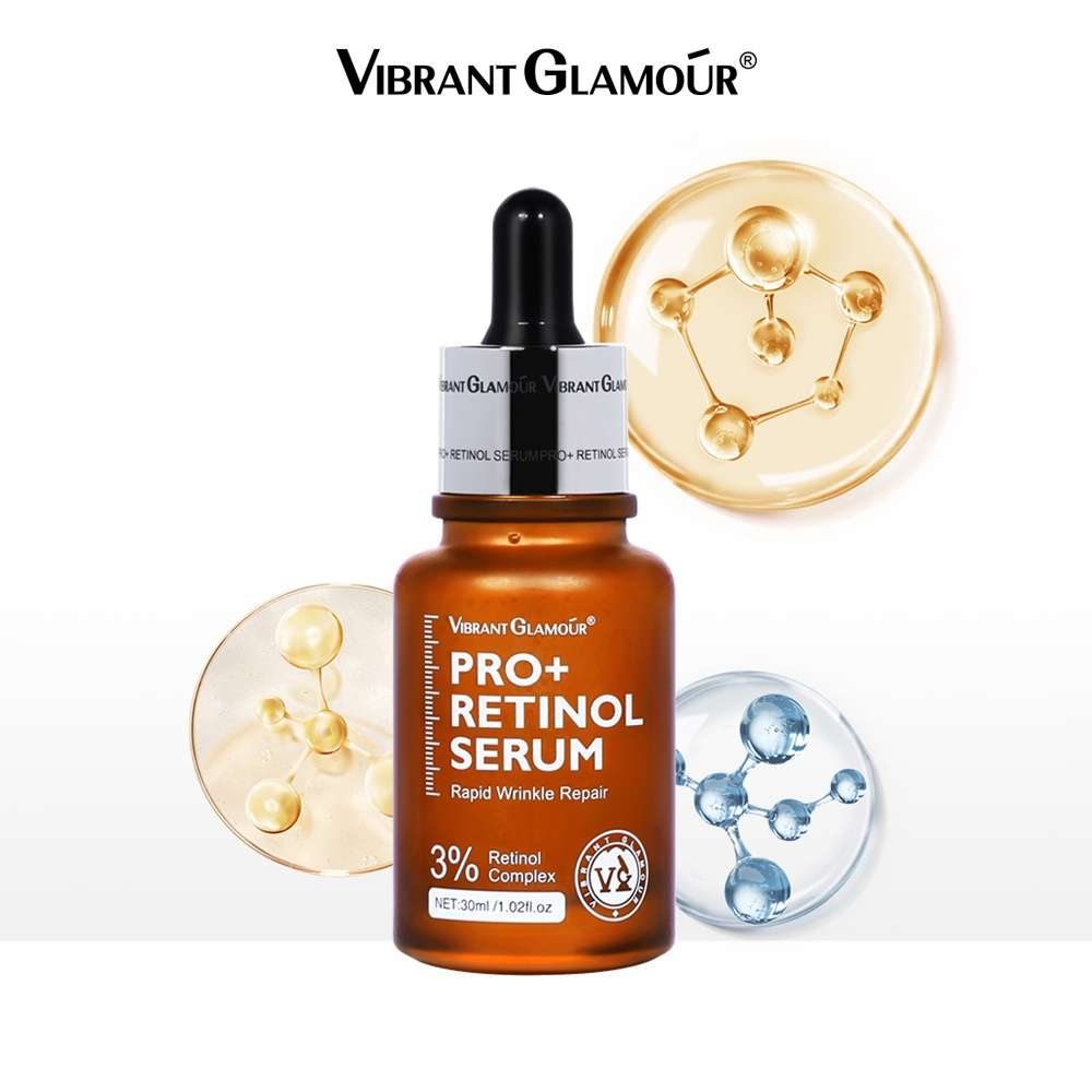 VIBRANT GLAMOUR PRO+ Retinol Face Serum Upgrade 3 Retinol+3X Peptide+5X Ceramide Repair Skin